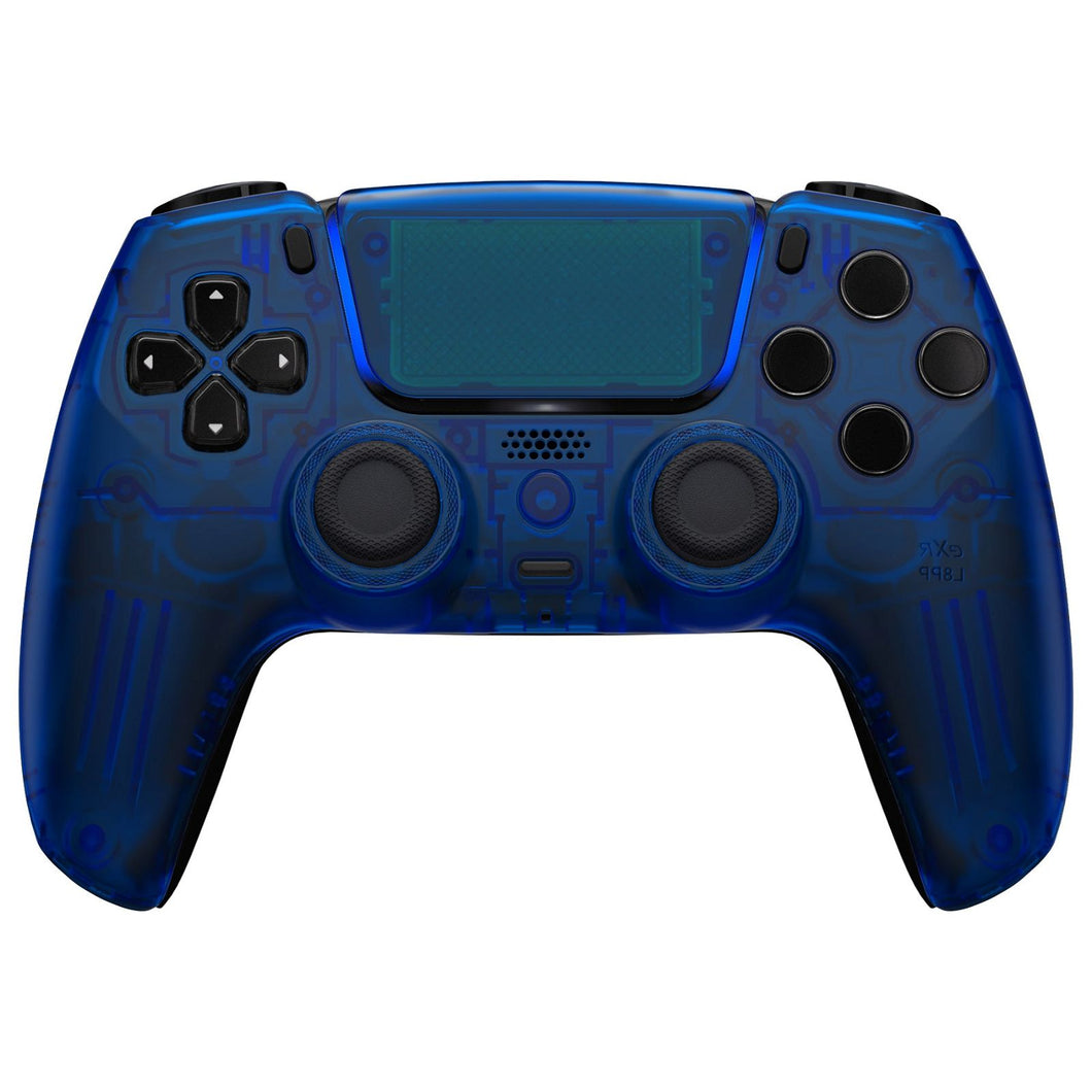 Luna Redesigned Clear Blue Front Shell With Touchpad Compatible With PS5 Controller BDM-010 & BDM-020 & BDM-030 & BDM-040 - GHPFM004WS - Extremerate Wholesale