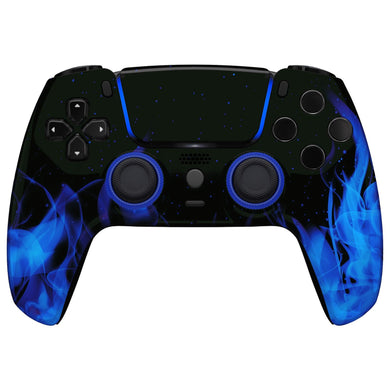 Luna Redesigned Glossy Blue Flame Front Shell With Touchpad Compatible With PS5 Controller BDM-010 & BDM-020 & BDM-030 & BDM-040 - GHPFT006WS - Extremerate Wholesale