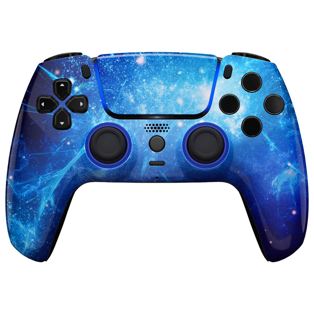Luna Redesigned Glossy Blue Nebula Front Shell With Touchpad Compatible With PS5 Controller BDM-010 & BDM-020 & BDM-030 & BDM-040 - GHPFT010WS - Extremerate Wholesale