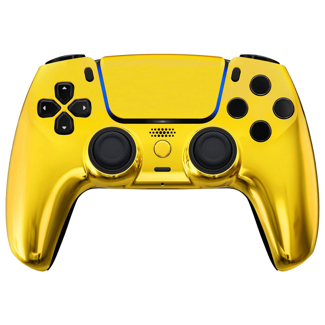 Luna Redesigned Glossy Chrome Gold Front Shell With Touchpad Compatible With PS5 Controller BDM-010 & BDM-020 & BDM-030 & BDM-040 - GHPFD001WS - Extremerate Wholesale