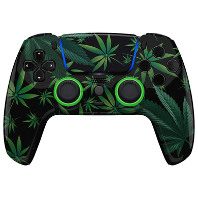 Luna Redesigned Glossy Green Weeds Front Shell With Touchpad Compatible With PS5 Controller BDM-010 & BDM-020 & BDM-030 & BDM-040 - GHPFT003WS - Extremerate Wholesale