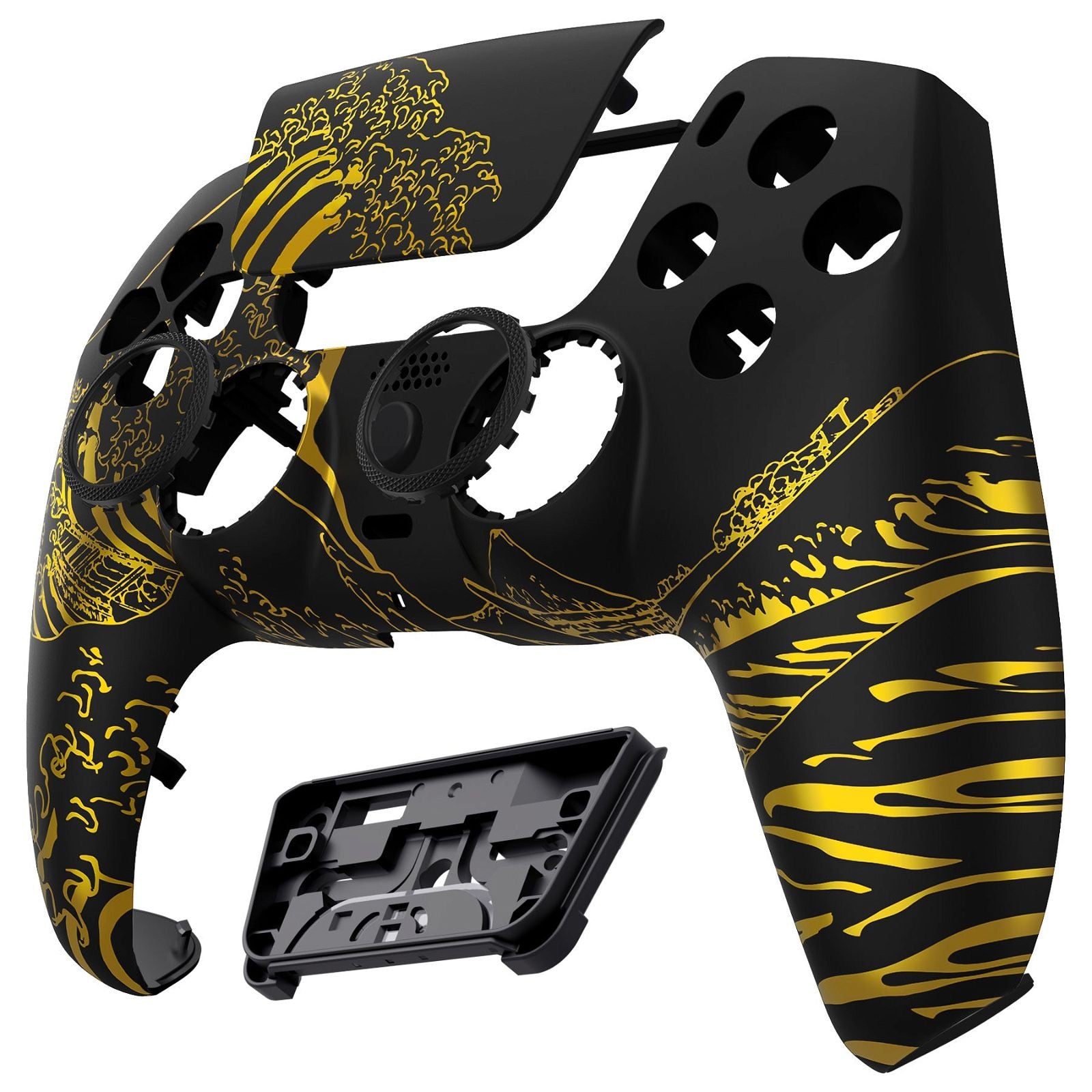 Luna Redesigned The Great GOLDEN Wave Off Kanagawa - Black Front Shell with  Touchpad for PS5 Controller BDM-010/020/030/040/050 - GHPFT014WS