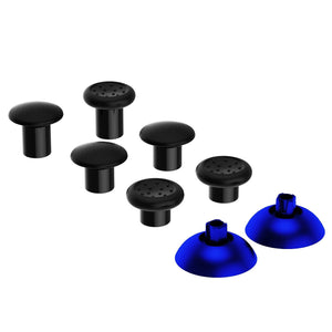 Matte Chrome Blue And Black ThumbsGear Interchangeable Ergonomic Thumbstick Compatible With PS4 Slim PS4 Pro PS5 Controller With 3 Height Domed And Concave Grips Adjustable Joystick-P4J1107WS - Extremerate Wholesale