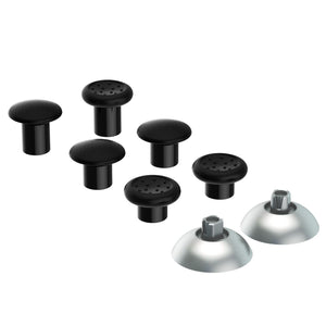 Matte Chrome Silver And Black ThumbsGear Interchangeable Ergonomic Thumbstick Compatible With PS4 Slim PS4 Pro PS5 Controller With 3 Height Domed And Concave Grips Adjustable Joystick-P4J1105WS - Extremerate Wholesale