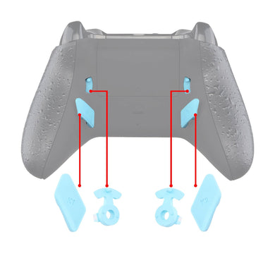 Matte PU Soft Touch Heaven Blue Replacement Ergonomic Back Buttons, K1 K2 K3 K4 Paddles for Xbox One S Controller Lofty Remap Kit (Only fits with eXtremeRate Remap Kit)-XOMD0038 - Extremerate Wholesale