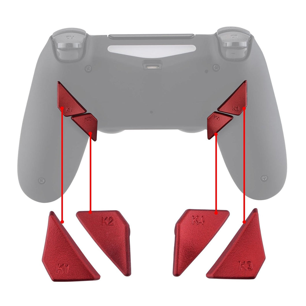 Matte UV Vampire Red Replacement Ergonomic Back Buttons, K1 K2 K3 K4 Paddles Compatible With PS4 Controller Dawn Remap Kit (Only fits with eXtremeRate Remap Kit)-P4GZ024 - Extremerate Wholesale