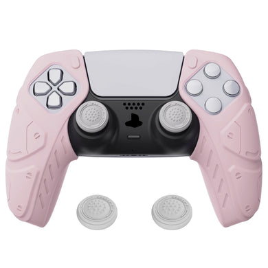 Mecha Edition Cherry Blossoms Pink Ergonomic Silicone Case Skin With White Joystick Caps For PS5 Controller-JGPF007 - Extremerate Wholesale