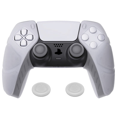 Mecha Edition Clear White Ergonomic Silicone Case Skin With White Joystick Caps For PS5 Controller-JGPF010 - Extremerate Wholesale