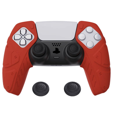 Mecha Edition Passion Red Ergonomic Silicone Case Skin With Black Joystick Caps For PS5 Controller-JGPF009 - Extremerate Wholesale