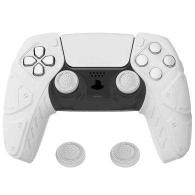 Mecha Edition White Ergonomic Silicone Case Skin With White Joystick Caps For PS5 Controller-JGPF002 - Extremerate Wholesale