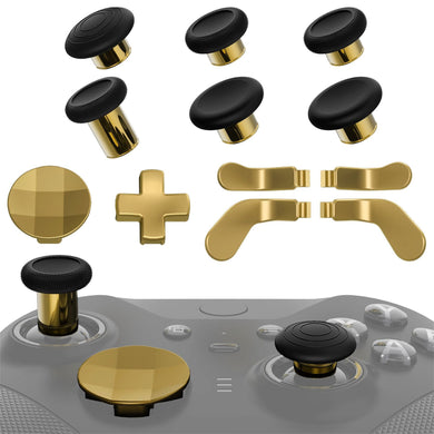 Metallic Hero Gold 13 in 1 Component Pack Kit Replacement Metal Thumbsticks & D-Pads & Paddles for Xbox Elite Series 2 & Elite 2 Core Controller (Model 1797) - IL904 - Extremerate Wholesale