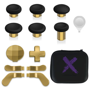 Metallic Hero Gold 13 in 1 Component Pack Kit Replacement Metal Thumbsticks & D-Pads & Paddles for Xbox Elite Series 2 & Elite 2 Core Controller (Model 1797) - IL904 - Extremerate Wholesale