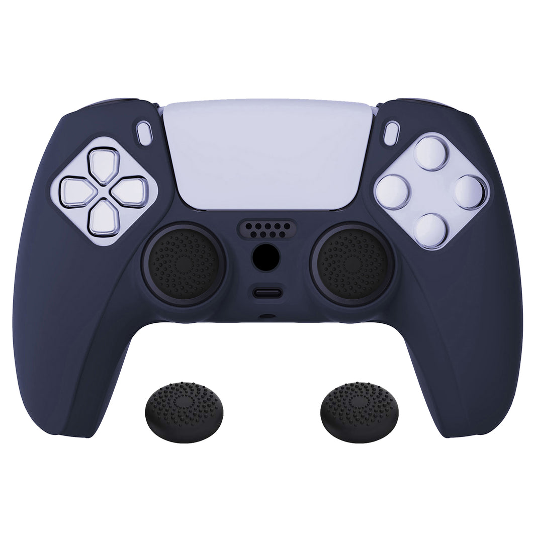 Midnight Blue  Pure Series Anti-slip Silicone Cover Skin With Black Thumb Grip Caps For PS5 Controller-KOPF003