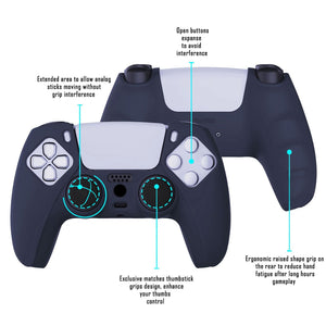 Midnight Blue  Pure Series Anti-slip Silicone Cover Skin With Black Thumb Grip Caps For PS5 Controller-KOPF003 - Extremerate Wholesale