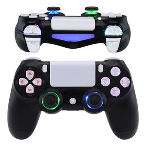 Muliti-Colors Luminated D-pad Thumbstick Trigger Home Face Buttons, Matt UV White Classical Symbols Buttons DTFS(DTF 2.0) LED Kit Compatible With PS4 Slim PS4 Pro Controller-P4LED07 - Extremerate Wholesale