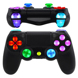 Multi-Colors Luminated D-pad Thumbstick L1 R1 R2 L2 Home Face Buttons DTFS (DTF 2.0) LED Kit Compatible With PS4 CUH-ZCT2 Controller with Clear Buttons - 10 Colors Modes 7 Areas DIY Option-P4LED01 - Extremerate Wholesale
