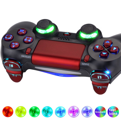 Multi-Colors Luminated D-pad Thumbstick Trigger Home Face Buttons Matt UV Vampire Red Classical Symbols Buttons DTFS (DTF 2.0) LED Kit Compatible With PS4 Slim PS4 Pro Controller-P4LED05 - Extremerate Wholesale