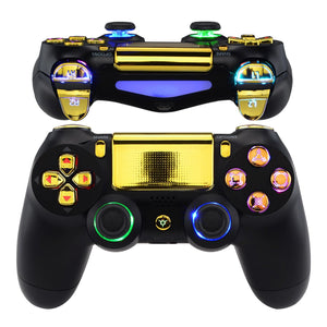 Multi-Colors Luminated D-pad Thumbstick Trigger Home Face Buttons Matte UV Chrome Gold Classical Symbols Buttons DTFS (DTF 2.0) LED Kit Compatible With PS4 Slim PS4 Pro Controller-P4LED06 - Extremerate Wholesale