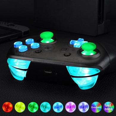 Multi-Colors Luminated Thumbsticks D-pad ABXY ZR ZL L R Buttons DTFS LED Kit for Nintendo Switch Pro Controller - 9 Colors Modes 6 Areas DIY Option Button Control-NSLED001 - Extremerate Wholesale