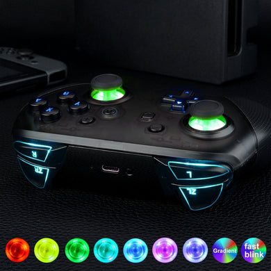 Multi-Colors Luminated Thumbsticks D-pad ABXY ZR ZL L R Matte UV Black Classical Symbols Buttons DTFS LED Kit for Nintendo Switch Pro Controller - 9 Colors Modes 6 Areas DIY Option Button Control-NSLED002 - Extremerate Wholesale