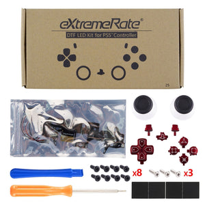 Multi-colors ILLuminated D-pad Thumbsticks Share Option Home Face Buttons, Matte UV Vampire Red Classical Symbols Buttons 7 Colors 9 Modes Touch Control DTF LED Kit Compatible With PS5 Controller BDM-010 & BDM-020 - PFLED05G2 - Extremerate Wholesale