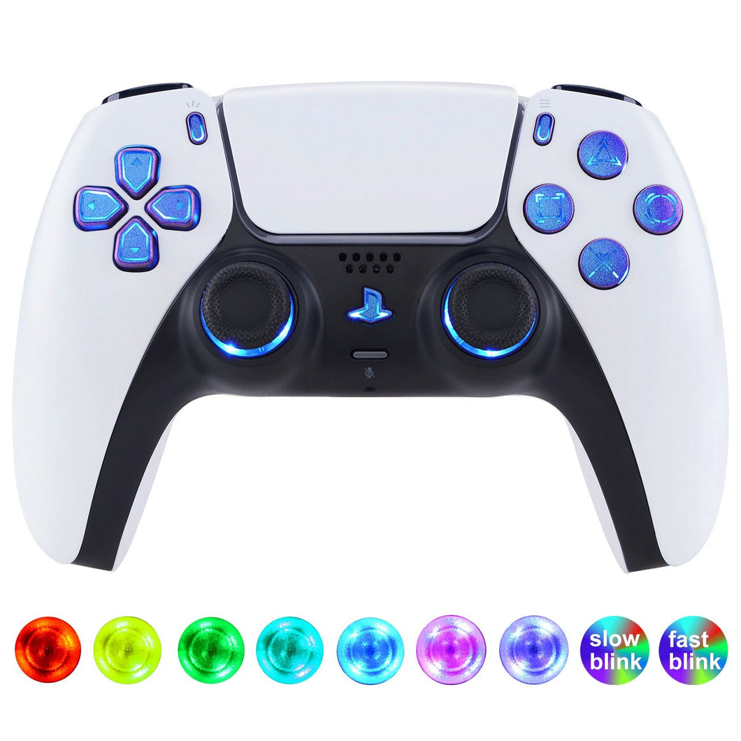 Multi-colors Luminated Glossy Chameleon Blue Purple Button DTF V3 LED Kit For PS5 Controller BDM-030 & BDM-040 - PFLED04G3 - Extremerate Wholesale