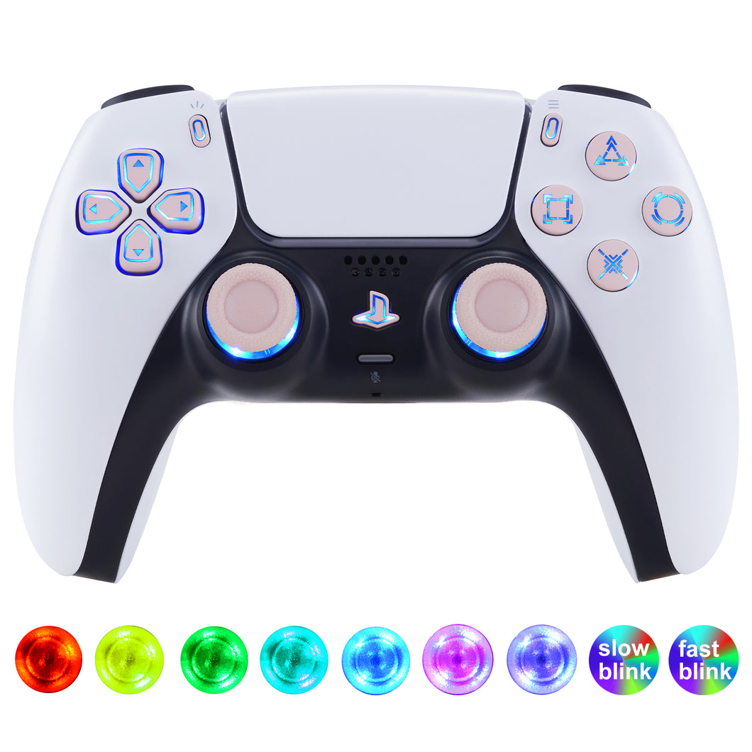 Multi-colors Luminated Matte UV Cherry Blossoms Pink Button DTF V3 LED Kit for PS5 Controller BDM-030/040/050 - PFLED17G3