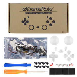 Multi-colors Luminated Transparent D-pad Thumbsticks Share Option Home Face Buttons 7 Colors 9 Modes Touch Control DTF LED Kit Compatible With PS5 Controller BDM-010 & BDM-020 - PFLED01G2 - Extremerate Wholesale