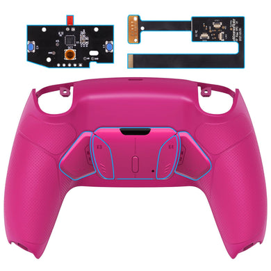 Nova Pink Rubberized Grip Remappable Rise4 Remap Kit With Upgrade Board + Redesigned Back Shell + 4 Back Buttons Compatible With PS5 Controller BDM-010 & BDM-020 - YPFU6009 - Extremerate Wholesale