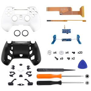 White Decade Tournament Controller(DTC) Upgrade Kit With Upgrade Board & Ergonmic Shell & Back Buttons & Trigger Stops Compatible With PS4 Controller JDM-040/050/055-P4MG003 - Extremerate Wholesale