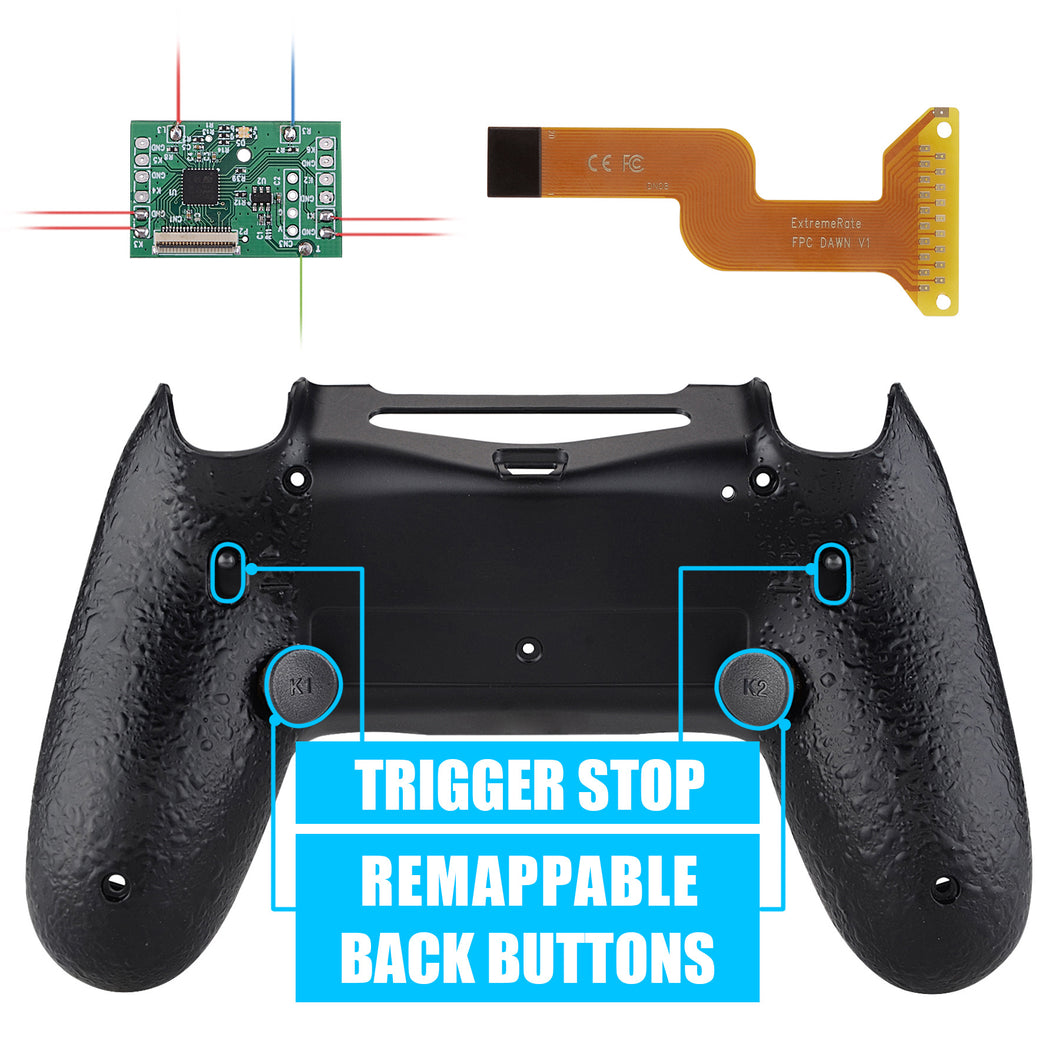 3D Splashing Rubberized Black Dawn 2.0 FlashShot Trigger Stop Remap Kit with Upgraded Kit + Redesigned Back Shell + Back Buttons + Trigger Lock Compatible With PS4 Controller JDM 040/050/055-P4QS001
