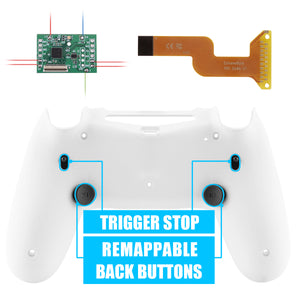 White Dawn 2.0 FlashShot Trigger Stop Remap Kit with Upgraded Kit + Redesigned Back Shell + Back Buttons + Trigger Lock Compatible With PS4 Controller JDM 040/050/055-P4QS009 - Extremerate Wholesale