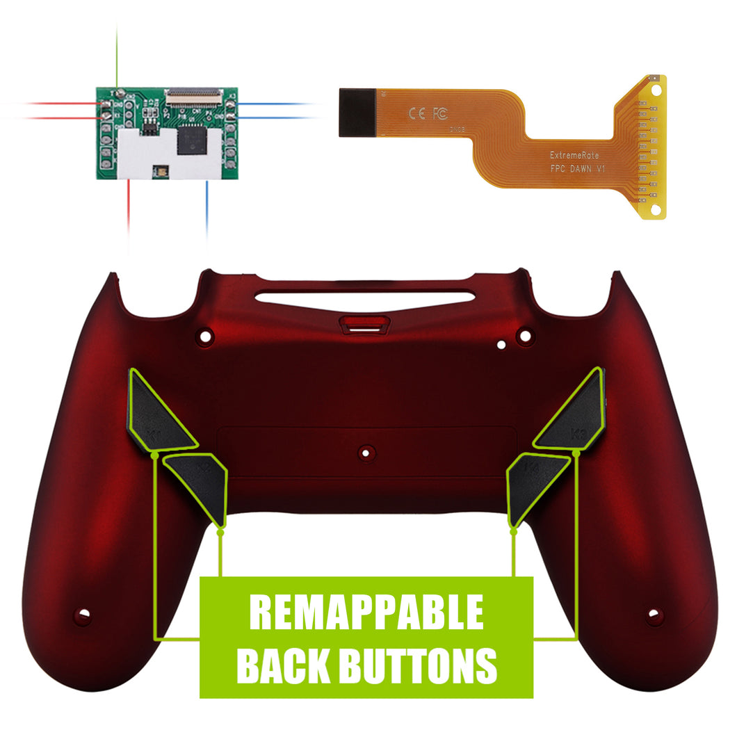 Soft Touch Vampire Red Dawn Remap Kit with Custom PCB + Back shell +4 Back Buttons Compatible With PS4 JDM-040 /JDM-050 /JDM-055 Controller-P4RM014