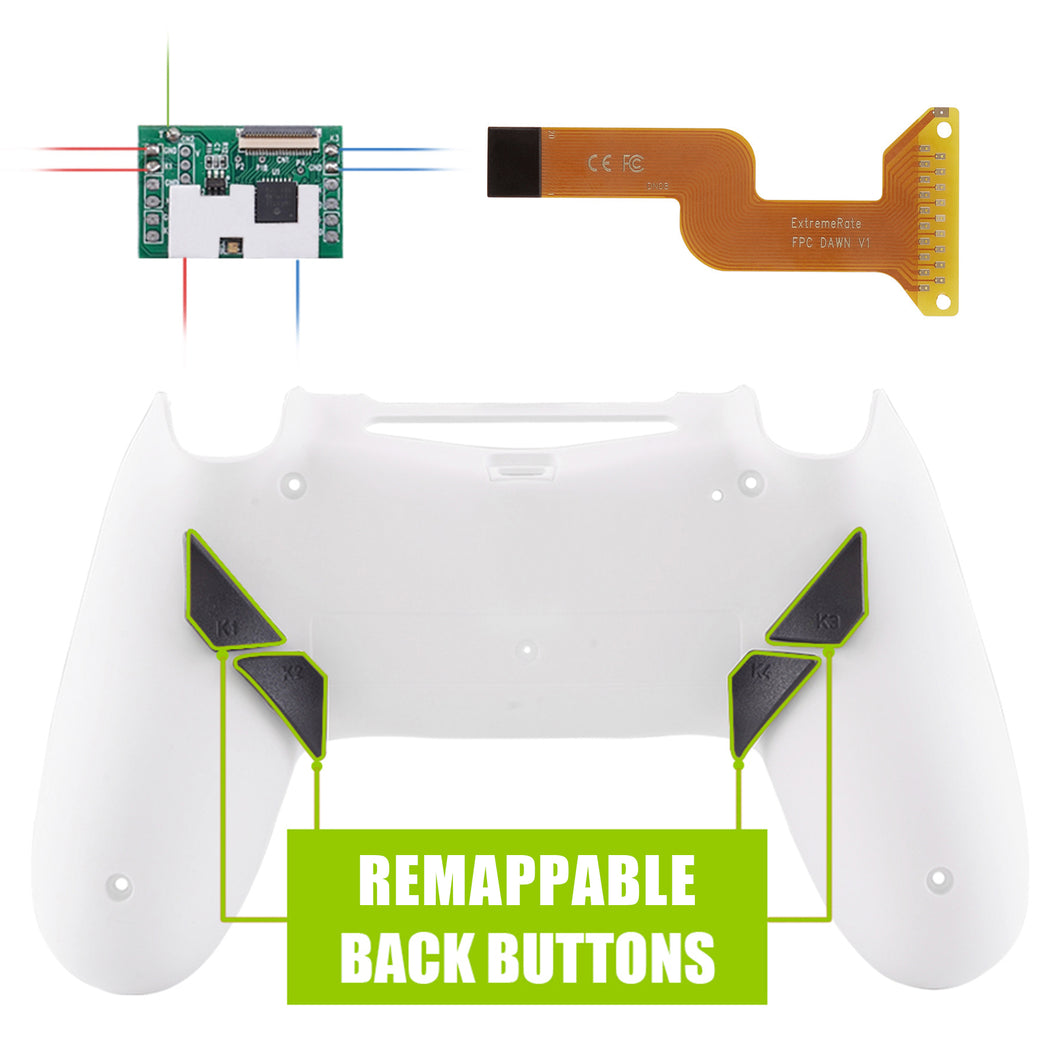 Soft Touch White Dawn Remap Kit with Custom PCB + Back shell +4 Back Buttons Compatible With PS4 JDM-040 /JDM-050 /JDM-055 Controller-P4RM015