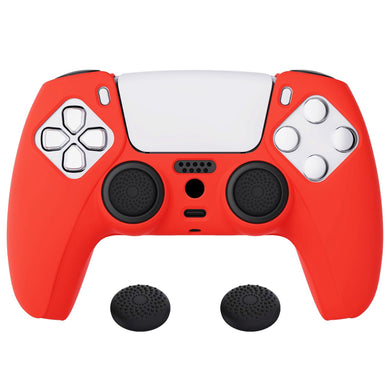 Passion Red Pure Series Anti-slip Silicone Cover Skin With Black Thumb Grip Caps For PS5 Controller-KOPF017 - Extremerate Wholesale
