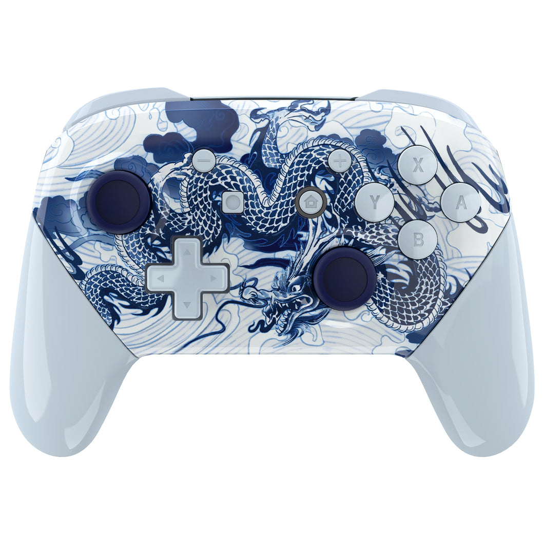 Porcelain Dragon Full Shells And Handle Grips For NS Pro Controller - FRT112WS