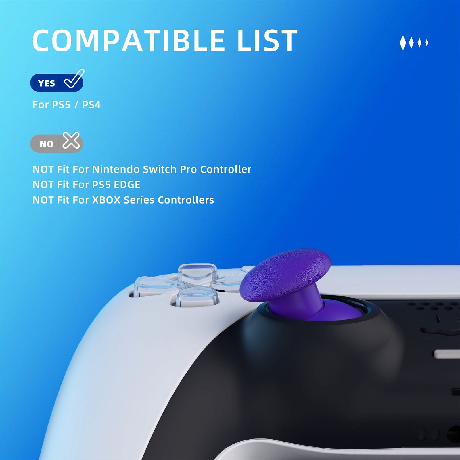 Purple EDGE Sticks Replacement Interchangeable Thumbsticks for PS5