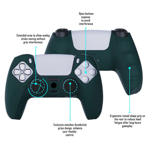 Racing Green Pure Series Anti-slip Silicone Cover Skin With Black Thumb Grip Caps For PS5 Controller-KOPF004 - Extremerate Wholesale