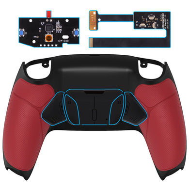 Red Rubberized Grip Remappable Rise4 Remap Kit With Upgrade Board + Redesigned Back Shell + 4 Back Buttons Compatible With PS5 Controller BDM-010 & BDM-020 - YPFU6005 - Extremerate Wholesale