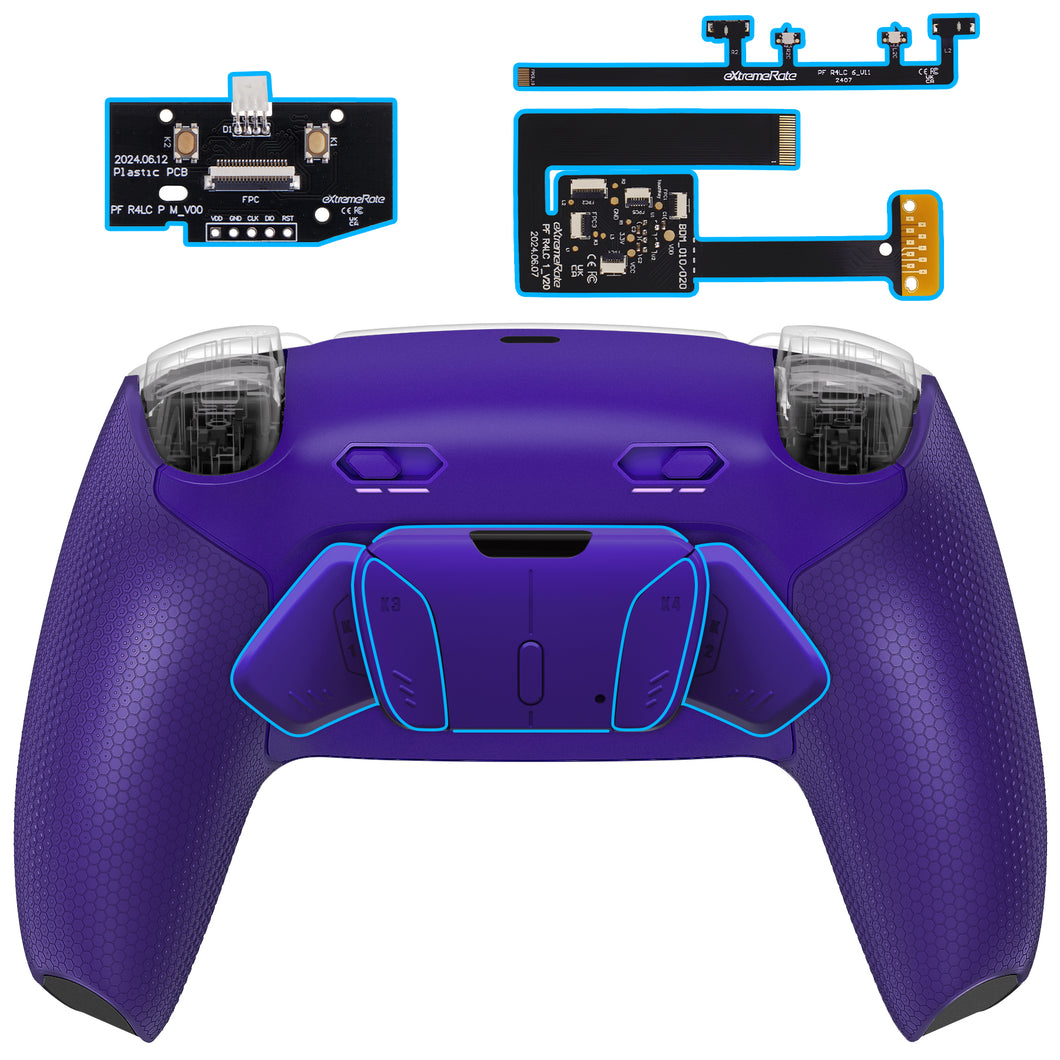 eXtremeRate Rubberized Galactic Purple Remappable RISE4 Plus MAX Back Paddles Kit with Clicky Trigger Stops & Rubberized Grip for PS5 Controller BDM-010/020 - HKCPFM005