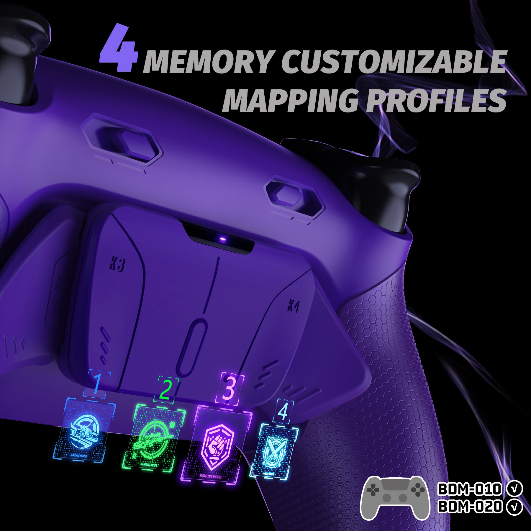 Purple w Rubberized Grip Ps5 hot Controller with 4 remappable paddles (Scuf Like)