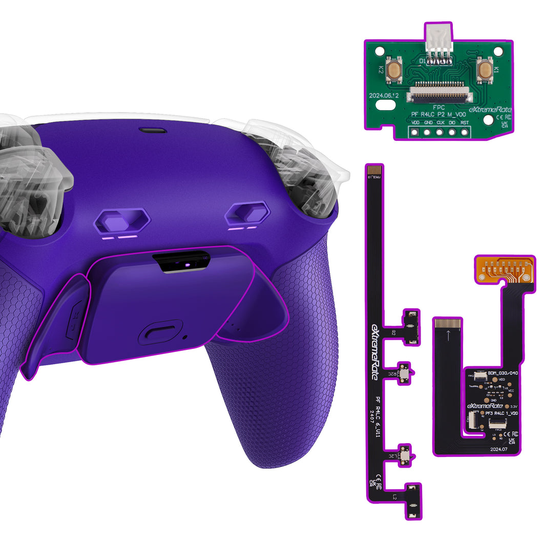 eXtremeRate Rubberized Galactic Purple Remappable RISE Plus MAX Back Paddles Kit with Clicky Trigger Stops & Rubberized Grip for PS5 Controller BDM-030/040/050 - GQTPFM005M2