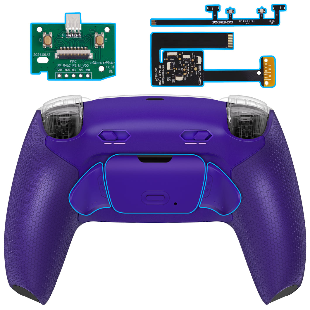 eXtremeRate Rubberized Galactic Purple Remappable RISE Plus MAX Back Paddles Kit with Clicky Trigger Stops & Rubberized Grip for PS5 Controller BDM-010/020 - GQTPFM005