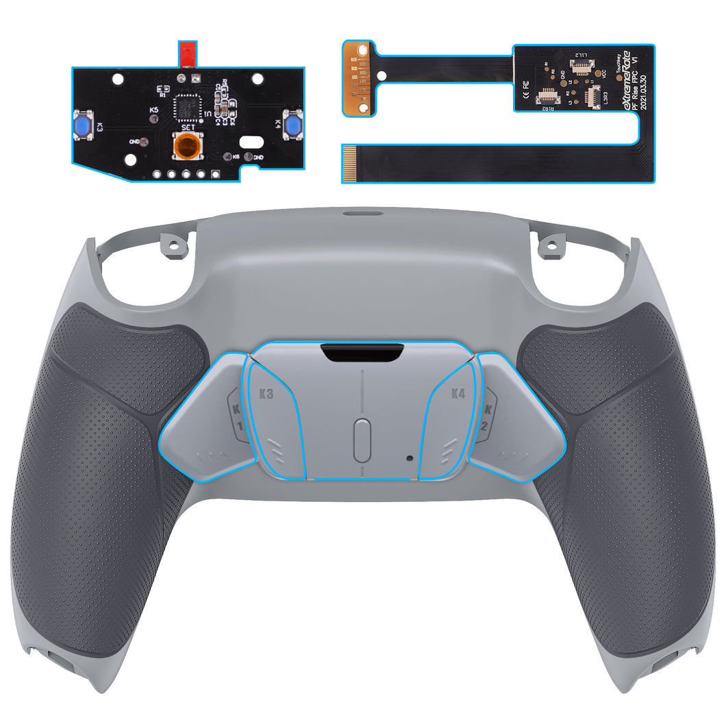Rubberized New Hope Gray & Classic Gray Rise4 Remap Kit With Upgrade Board + Redesigned Back Shell + 4 Back Buttons Compatible With PS5 Controller BDM-010 & BDM-020 - YPFU6012