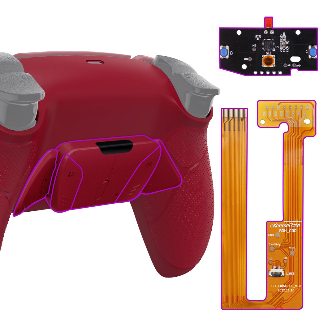 Rubberized Volcanic Red Remappable RISE4 Remap Kit for PS5 Controller BDM-030/040 - YPFU6014G3