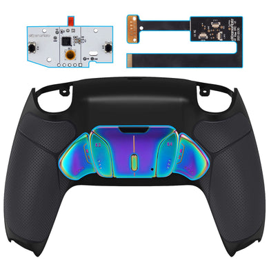 Rubberized Black - Rainbow Aura Blue & Purple Real Metal Buttons (RMB) Version Rise 4.0 Remap Kit Compatible With PS5 Controller BDM-010 & BDM-020 - YPFJ7011 - Extremerate Wholesale