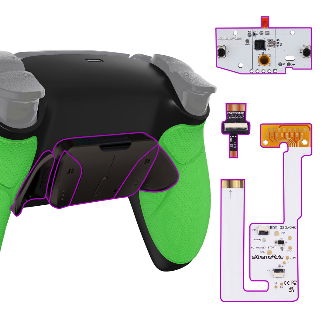 Rubberized Green - Black Real Metal Buttons (RMB) Version Remappable RISE4 V3 Remap Kit for PS5 Controller BDM-030/040/050 - YPFJ7003G4