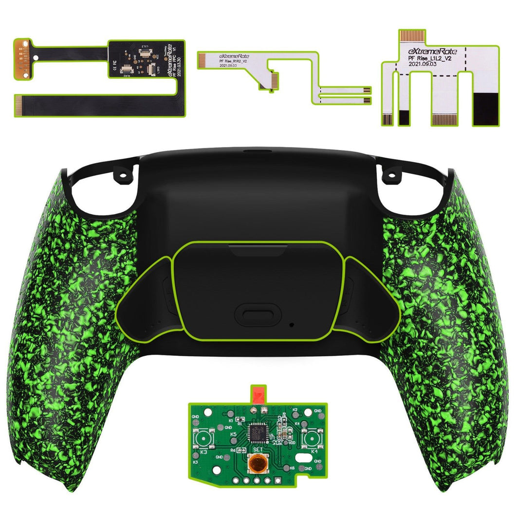 Rubberized Green Rise 2.0 Remap Kit With Upgrade Board + Redesigned Back Shell + Back Buttons Compatible With PS5 Controller BDM-010 & BDM-020 - XPFP3044G2 - Extremerate Wholesale