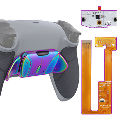 Rubberized New Hope Gray & Classic Gray - Rainbow Aura Blue & Purple Real Metal Buttons (RMB) Version Rise 4.0 Remap Kit For PS5 Controller BDM-030 & BDM-040 - YPFJ7013G3 - Extremerate Wholesale