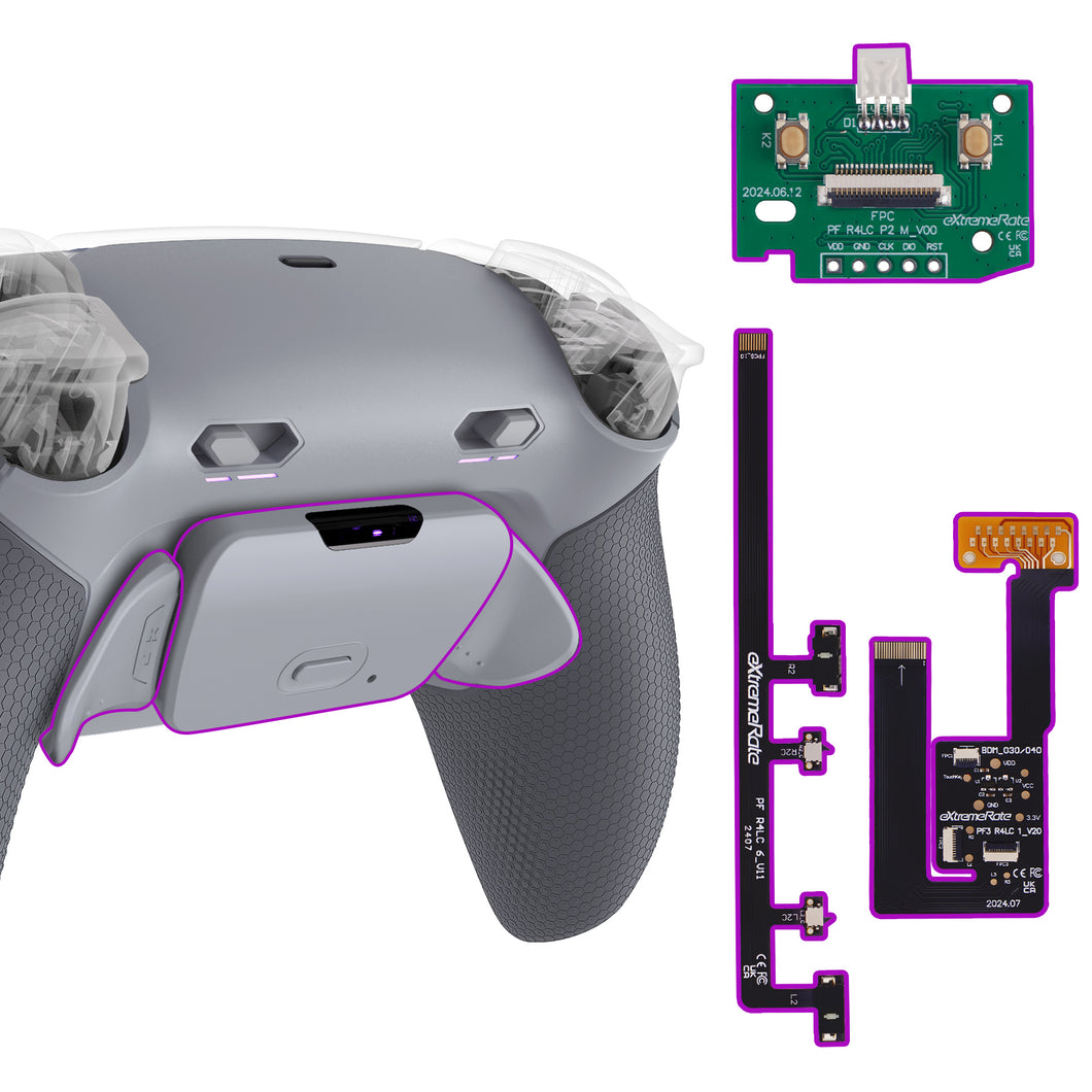 eXtremeRate Rubberized New Hope Gray & Classic Gray Remappable RISE Plus MAX Back Paddles Kit with Clicky Trigger Stops & Rubberized Grip for PS5 Controller BDM-030/040/050 - GQTPFM006M2